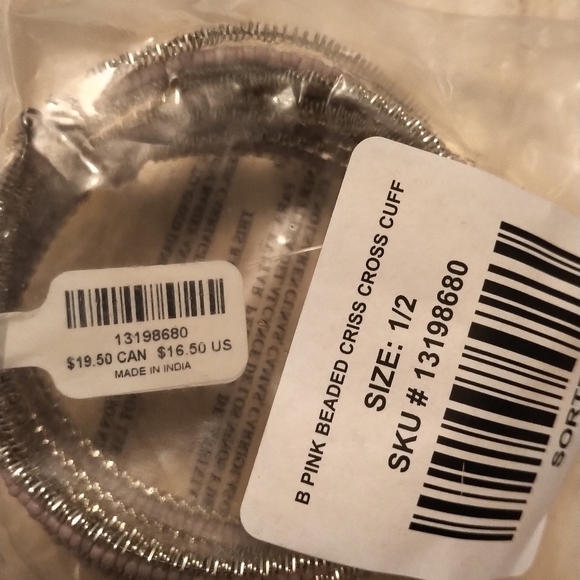 🆕SILVER-TONE BEADED CRISSCROSS CUFF - Picture 3 of 3